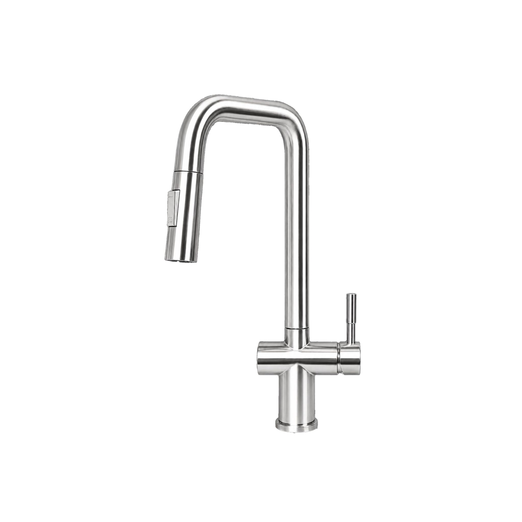 Cacia Two-Flow Heavy SUS 304 Pull-Out 360° Hot & Cold Kitchen Mixer Faucet Silver