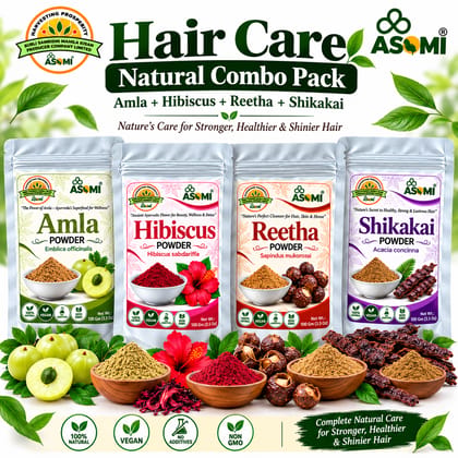 Hair Care Natural Combo Pack (Amla + Hibiscus + Reetha + Shikakai)