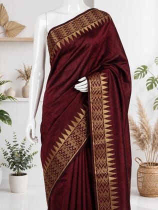 Kota Viscose Semi Raw Silk Saree with Golden Zari Mangalgiri Border