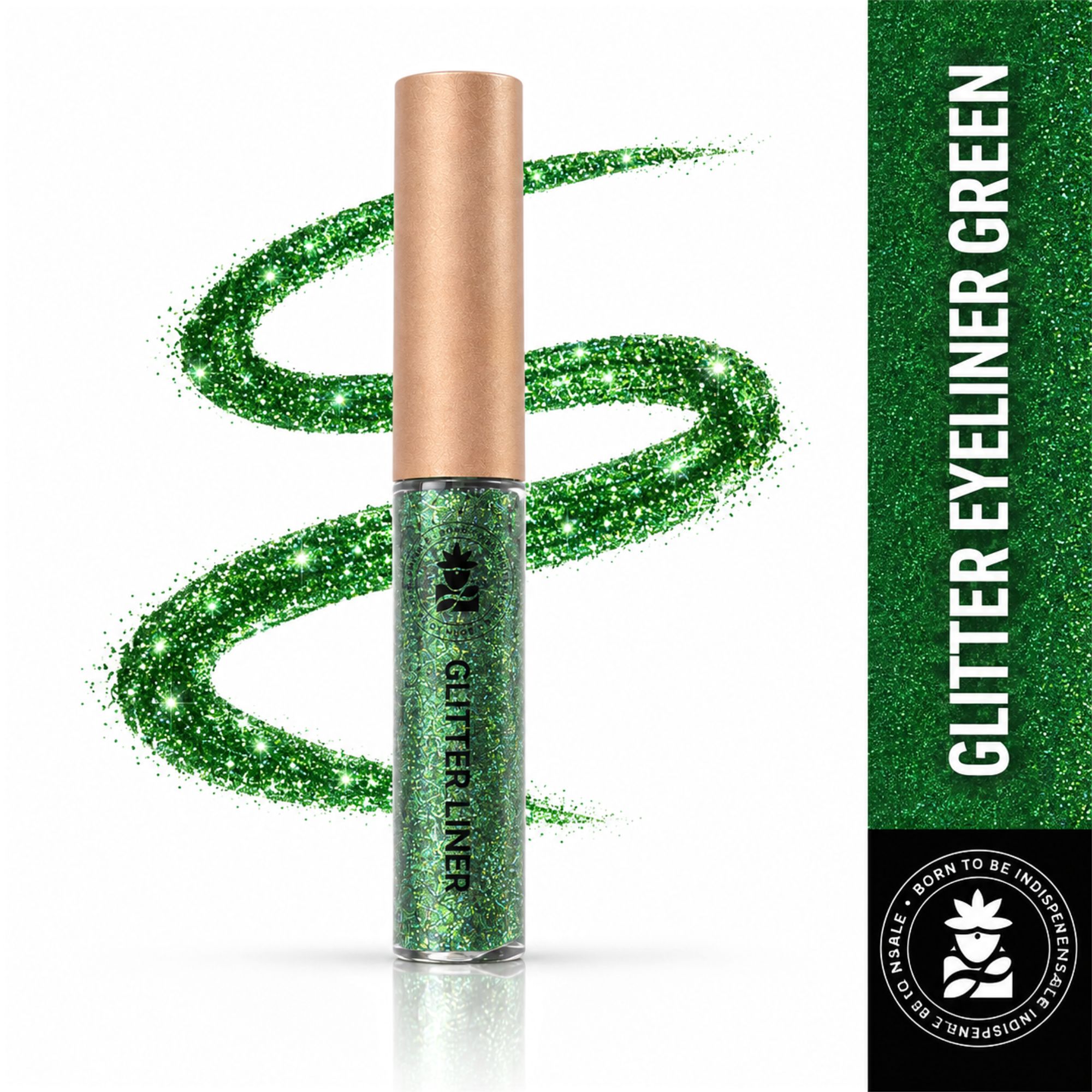 BOBI Glitter Eyeliner Green | Diamond Sparkle Finish | Waterproof Long Wear | Quick Dry Smudge proof | Felt-Tip Precision | Cruelty-Free Paraben-Free-5ml