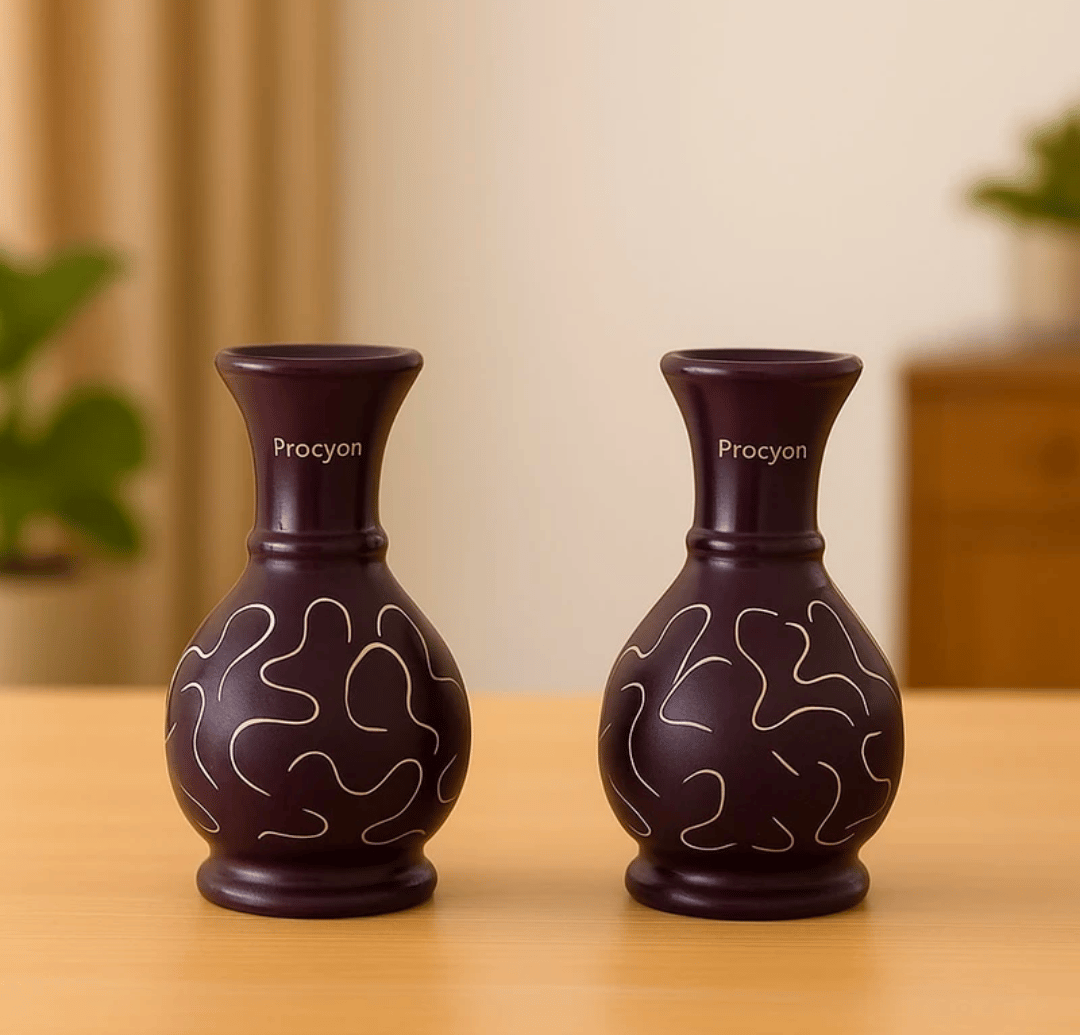 Procyon Decorative Dark Purple Ceramic Vase Set of 2 (6 Inch)