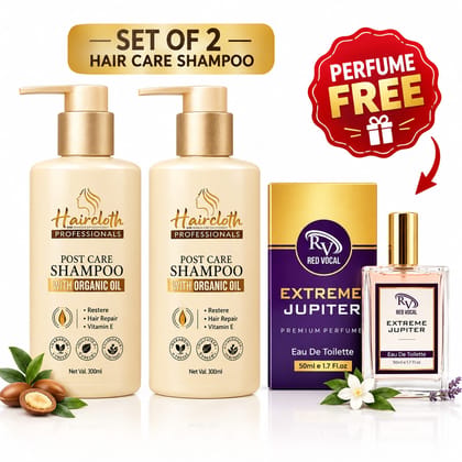 Haircloth Professionals Post Care Shampoo 300ML with FREE Extreme Jupiter Perfume 50ML