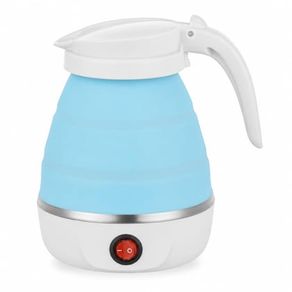 Blue and White Silicone Electric Kettle, Foldable Portable Travel Water Boiler for Home and Office Blue and White Silicone Electric Kettle, Foldable Portable Travel Water Boiler for Home and Office