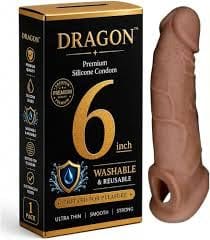 Premium Dragons Condom, 6 Inch, Silicone, Natural Color, Extra Pleasure, Textured, Unflavoured, for Men