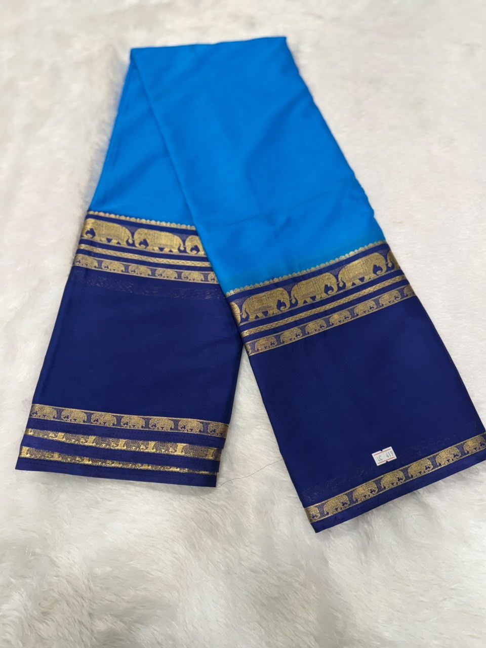 Sky Blue and Navy Blue Saree