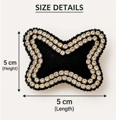 Black Butterfly Rhinestone Brooch for Women | Handmade Fabric Saree Pin