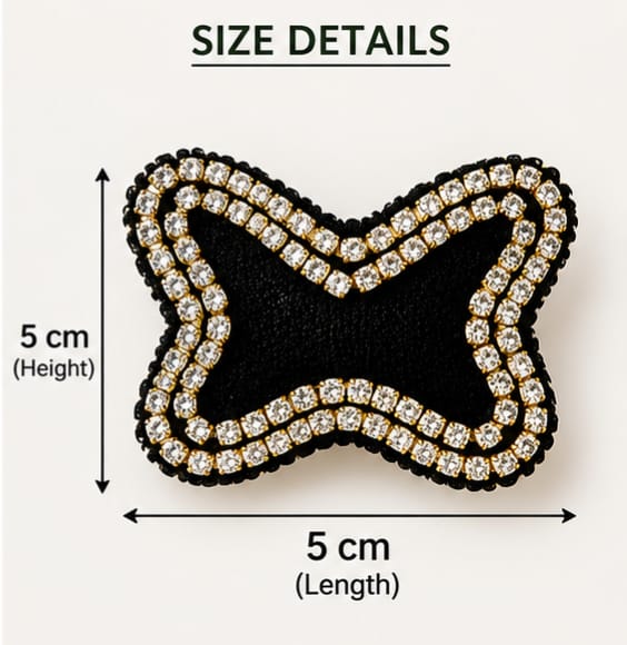 Black Butterfly Rhinestone Brooch for Women | Handmade Fabric Saree Pin