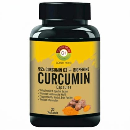 Cordy Herb 95% Curcumin C3 + Bioperine Curcumin Veg Capsule for Immune Support,Helps Reduce Inflammation and Pain, Antioxidant & Anti-inflammatory 30 CAPSULE Cordy Herb 95% Curcumin C3 + Bioperine Curcumin Veg Capsule for Immune Support,Helps Reduce Inflammation and Pain, Antioxidant & Anti-inflammatory 30 CAPSULE