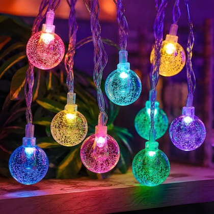 Urbanix 14 LED Crystal Globe String Lights | 10 Feet Multicolor Decorative Light Series for Diwali, Christmas, Home, Garden & Festival Decoration (Original)