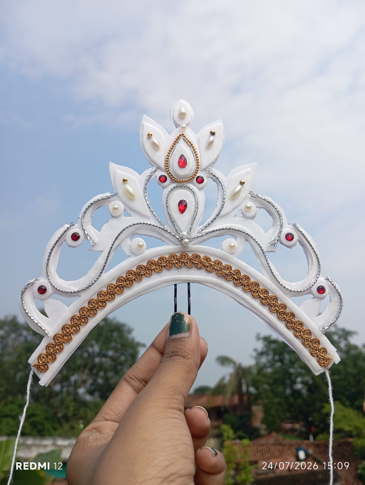Handcrafted Goddess Idol Mukut Crown for Puja Decor
