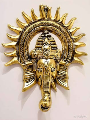 WUGO Gold Finish Krian Ganesh Wall Hanging | Decorative Lord Ganesha Wall Hanging for Home, Puja Room, Temple & Entrance Décor | Traditional Spiritual Door & Wall Decoration (Original)
