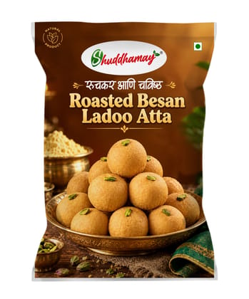 Delicious and Tasty|500gms Pack| Roasted Besan Ladoo Atta|Shuddhamay Roasted Besan Ladoo Atta|Soft and Melt-in-Mouth