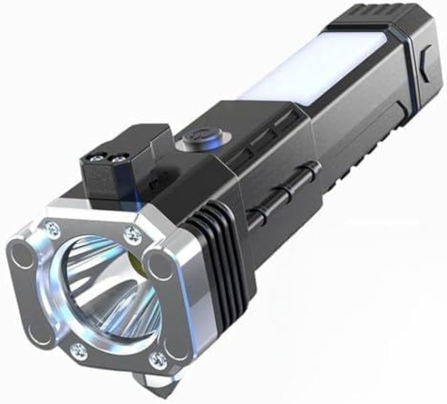 Rechargeable Hammer Torch with LED Front Light and COB Side Light