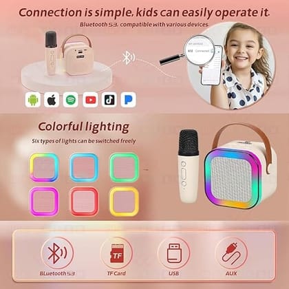 K12 Wireless Karaoke Machine Speaker with Bluetooth, RGB LED Glow Lights, Rechargeable Battery & Crystal Clear Sound Output
