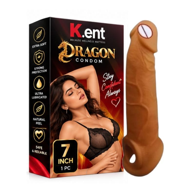 Dragon Reusable Condom Sleeve 7 Inch | Flexible Silicone/Rubber Material | Unflavoured Adult Intimate Protection Cover | Personal Care Accessory
