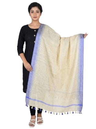 Cotton Khadi Dupatta with Temple Weaving Border