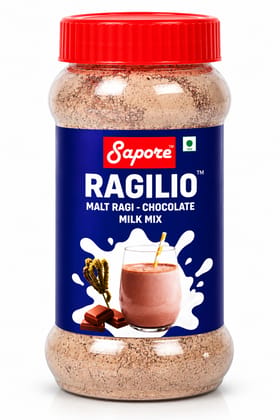 Sapore RAGILIO Malt Ragi Chocolate Milk Mix 140 g | Finger Millet Drink Mix with Cocoa | Easy-to-Prepare Chocolate Milk Powder