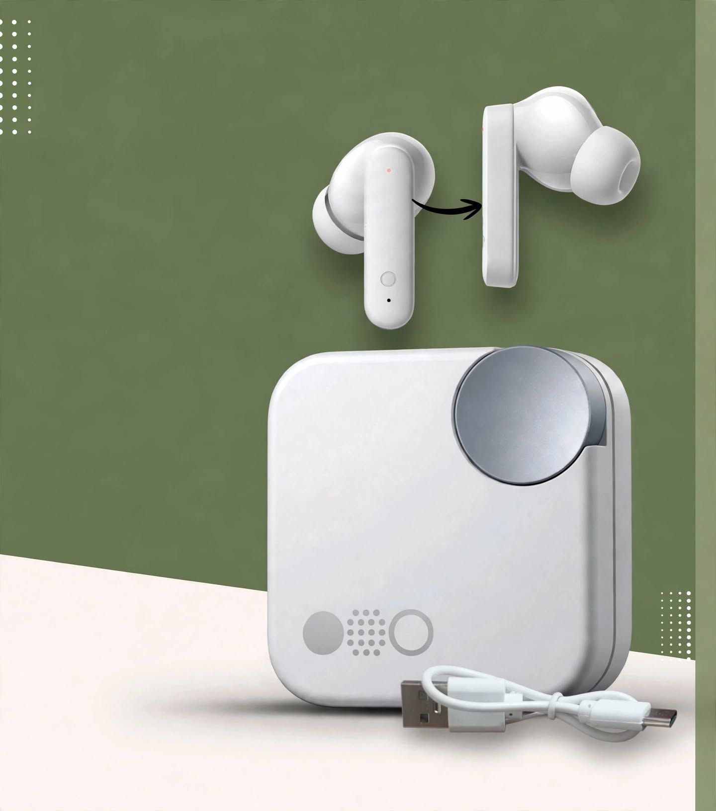 Premium Wireless Bluetooth Earbuds with Charging Case – White