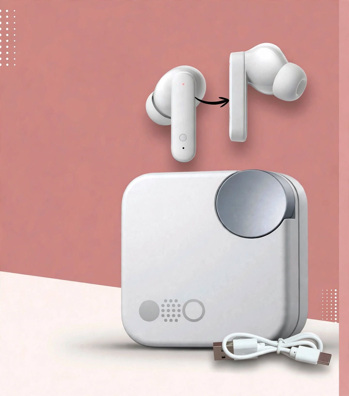 Premium Wireless Bluetooth Earbuds with Charging Case – White