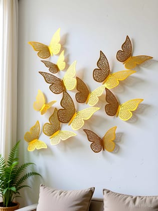WUGO 3D Home Decor Butterfly Wall Stickers with Sticking Pad, Decorative Butterfly Wall Art for Bedroom, Living Room, Office and Home Decoration (Original)