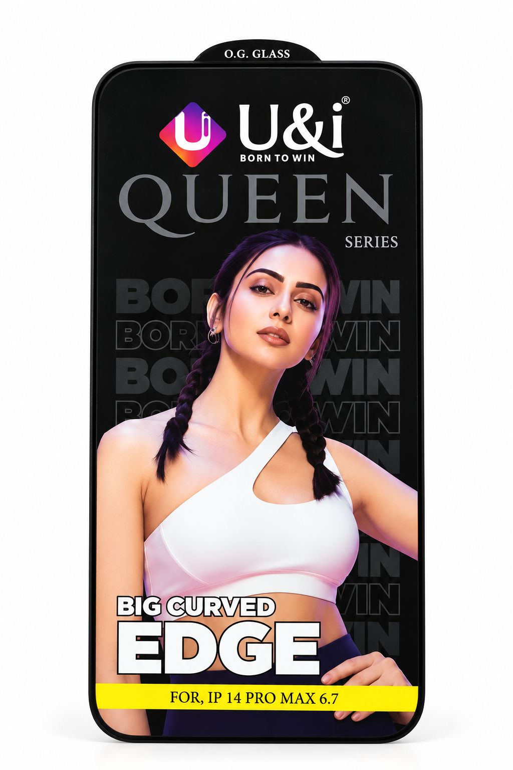 U&i Queen Series Full Coverage Curved Tempered Glass Screen Protector for iPhone 14 Pro Max