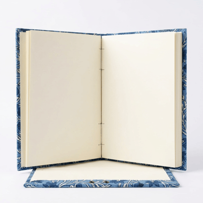 Handmade Blue Block Print Fabric Notebook with Metal Clasp