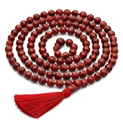 Original Natural Red Chandan Mala 108 Beads Jaap Mala Japa Mala Tulsi Mala Chandan Mala Kanthi Mala Puja Article for Chanting Mantras (Original)