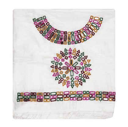 White Cotton blouse with Multi-Color Mirror Work White Cotton blouse with Multi-Color Mirror Work