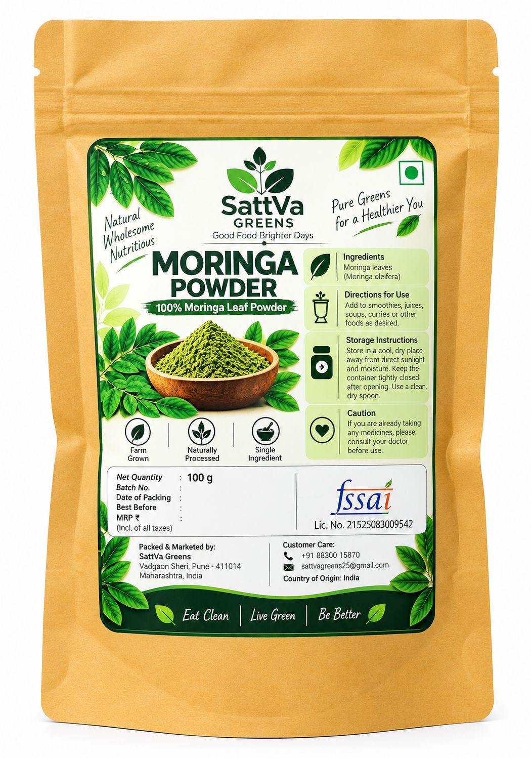 SattVa Greens Moringa Powder 100 g