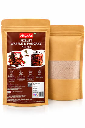 Sapore Millet Waffle & Pancake Pre-Mix 250 g | Ragi and Jowar-Based Chocolate Waffle & Pancake Mix