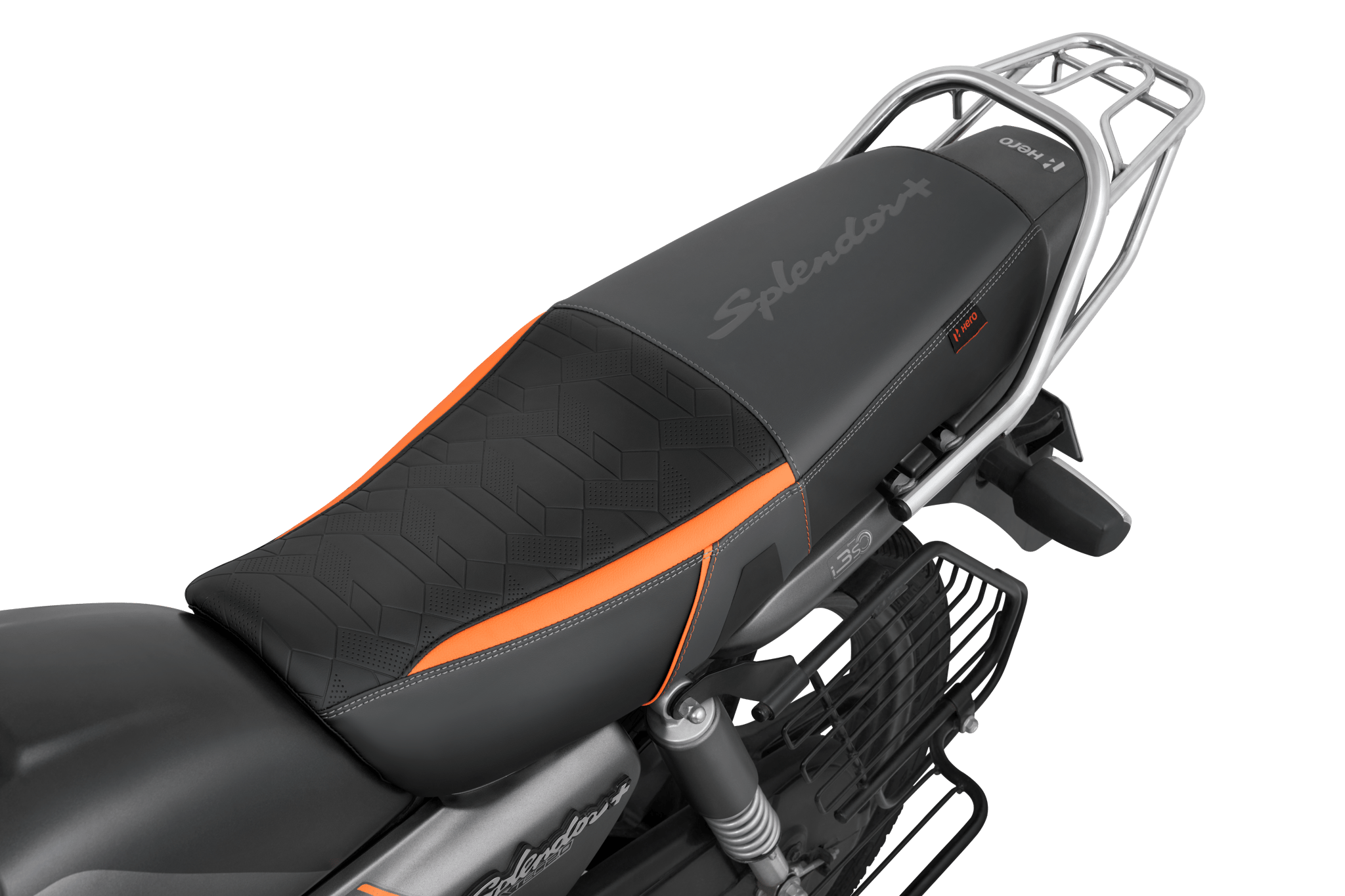 Seat Cover in ORANGE & MATTE GREY For Splendor+ XTEC 2.0