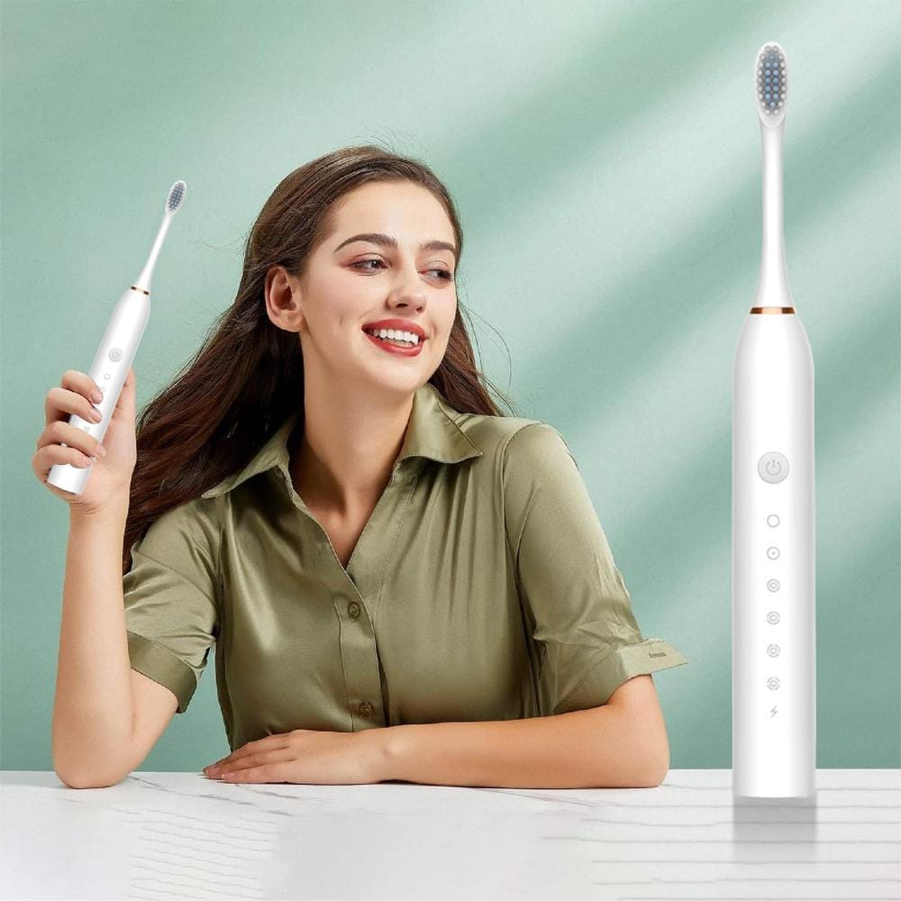 Sonic Electric Toothbrush | Waterproof Rechargeable Toothbrush with Replaceable Brush Heads | 6 Modes, 4 Brush Heads, 1 Interdental Head