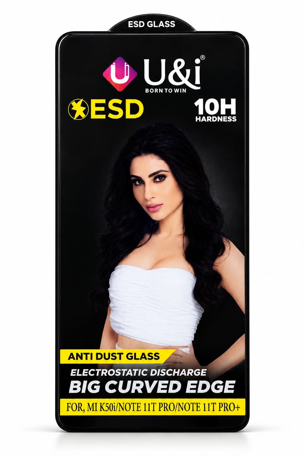U&i 10H Hardness Anti Dust ESD Screen Guard Glass with Big Curved Edge Model MI K50i/NOTE 11T PRO+