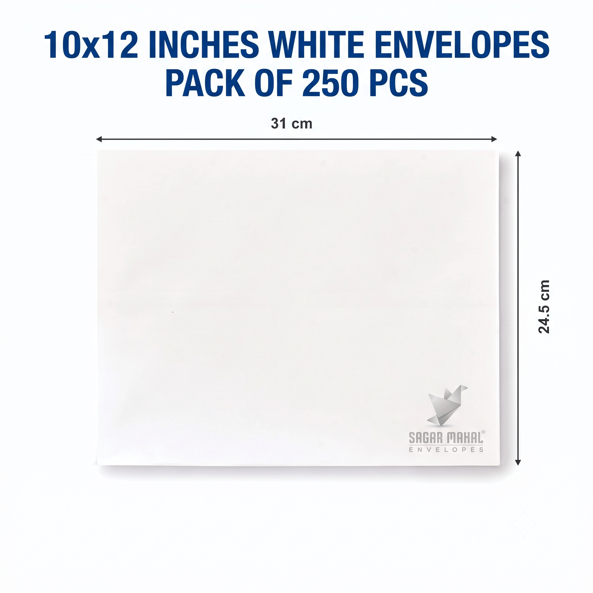 Sagar Mahal Premium 10x12 Inches White Envelopes – 90 GSM Paper, Pack of 250 – Professional Mailing & Document Storage