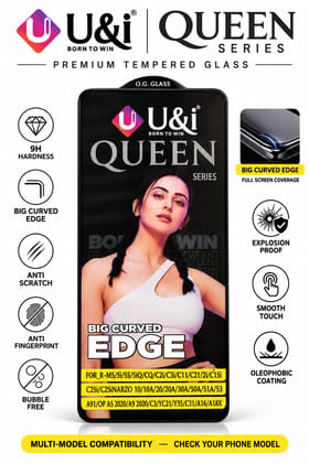 U&i 10H Hardness ESD Anti Dust Tempered Glass Screen Protector with Curved Edge FOR_R-M5/5i/5S/5iQ/CQ/C2i/C3i/C11/C21/2i/C15i  C25i/C25iNARZO 10/10A/20/20A/30A/50A/51A/53  A91/OP A5 2020/A9 2020/C3/YC21/Y35/C31/A16/A18X