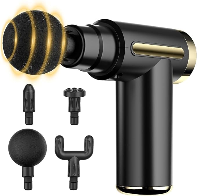 Muscle Massage Gun, Portable Muscle Massager Mini Adjustable Deep Tissue Massager Portable Massage Gun 4 Massage Heads for Relaxing Muscles Relieve Pain