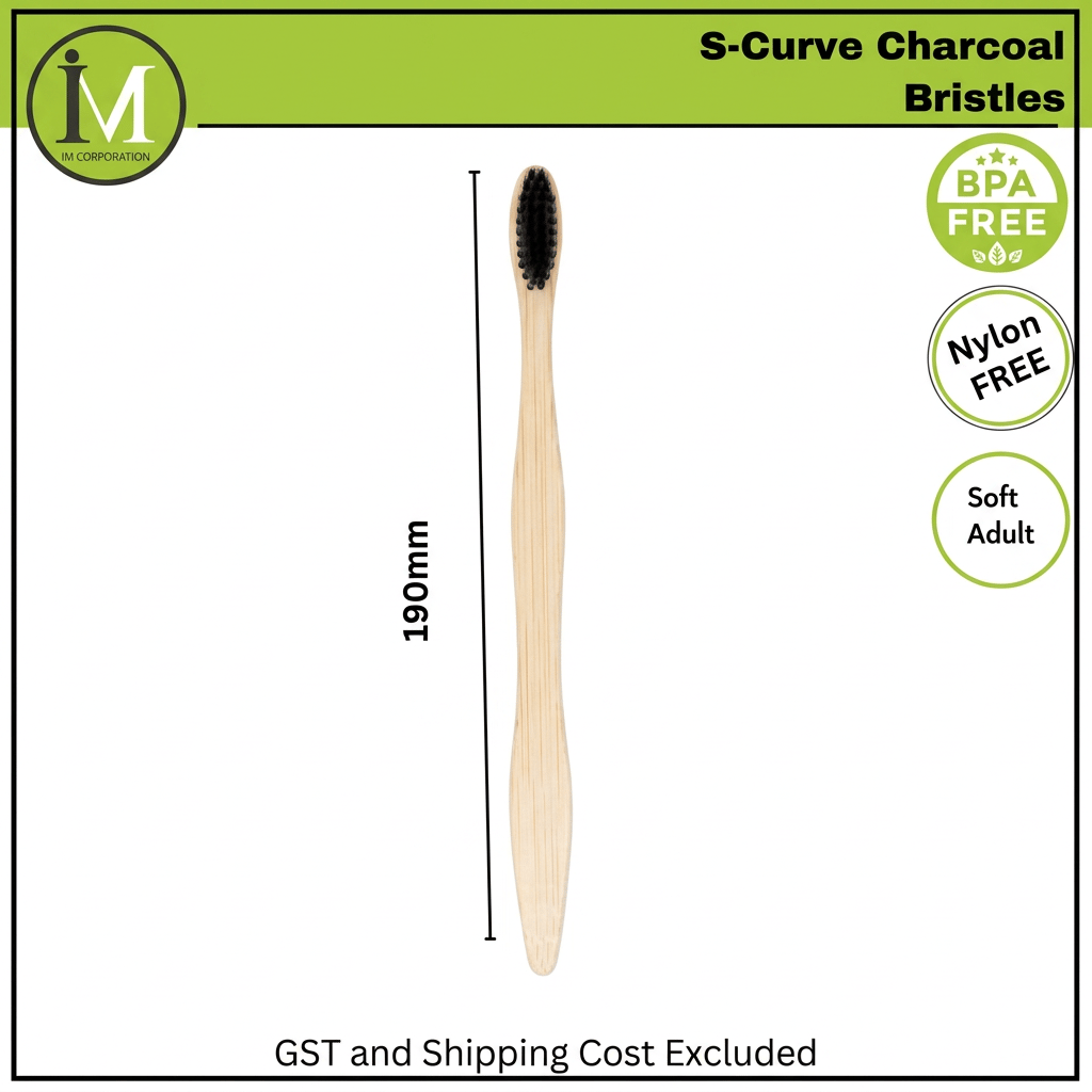 IM CORPORATION S-Curve Charcoal Bamboo Toothbrush - Adult Soft