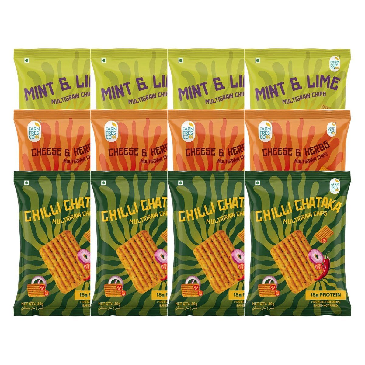 FarmFresco Protein Multigrain Chips Party Pack - Assorted (12 x 40g)