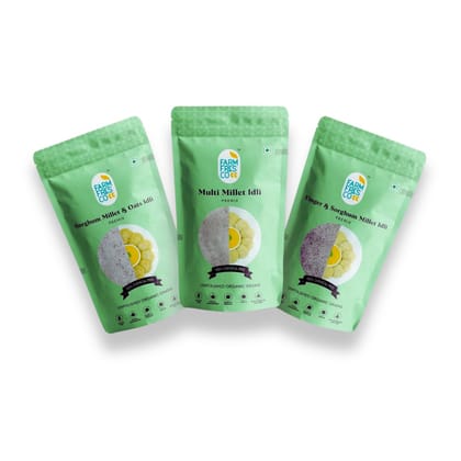 FarmFresco Superidli Trio - Multi Millet, Ragi & Jowar, Jowar & Oats Idli Mix (3 x 165g)