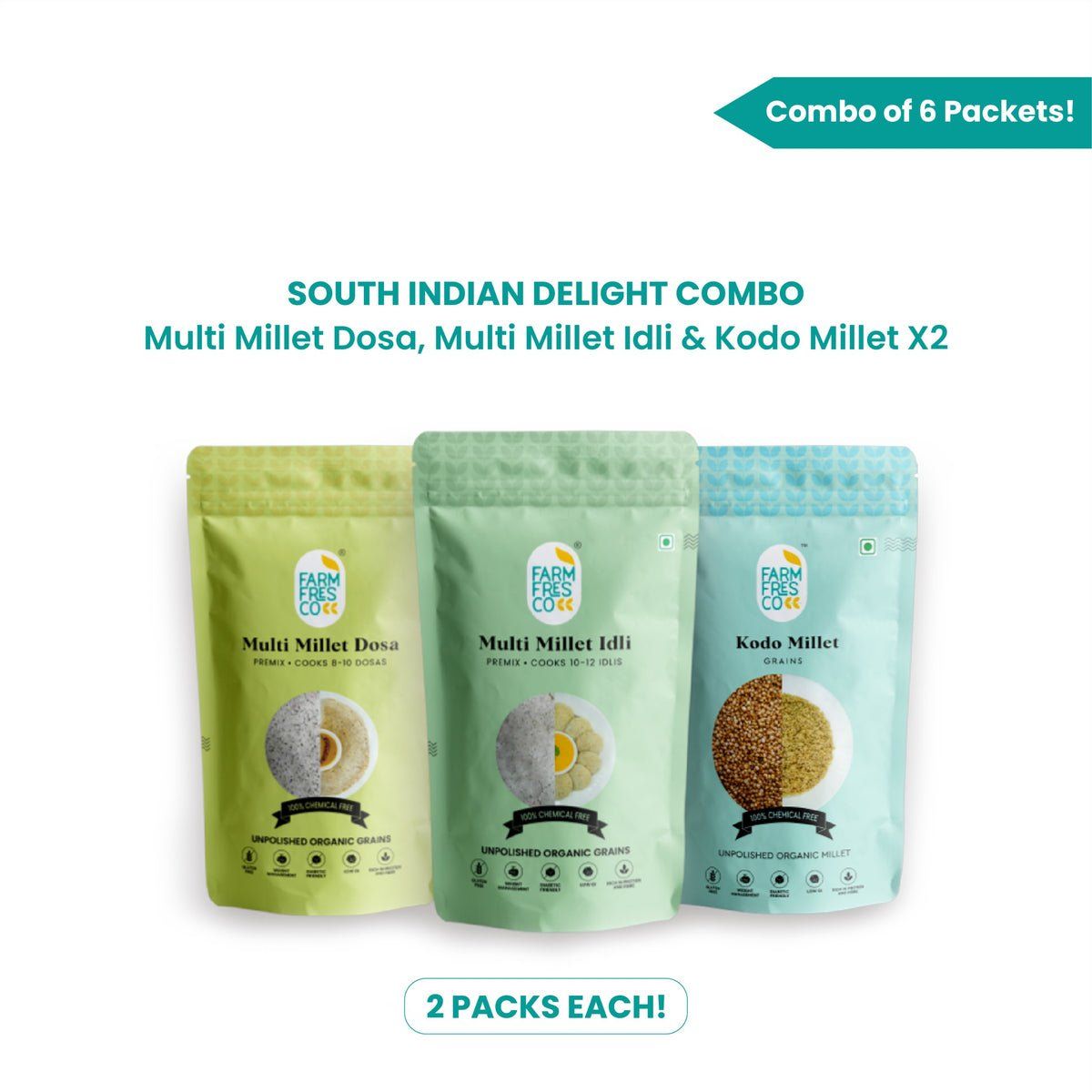 FarmFresco South Indian Delight Combo (4 x 165g mixes + 2 x 500g Kodo Millet)