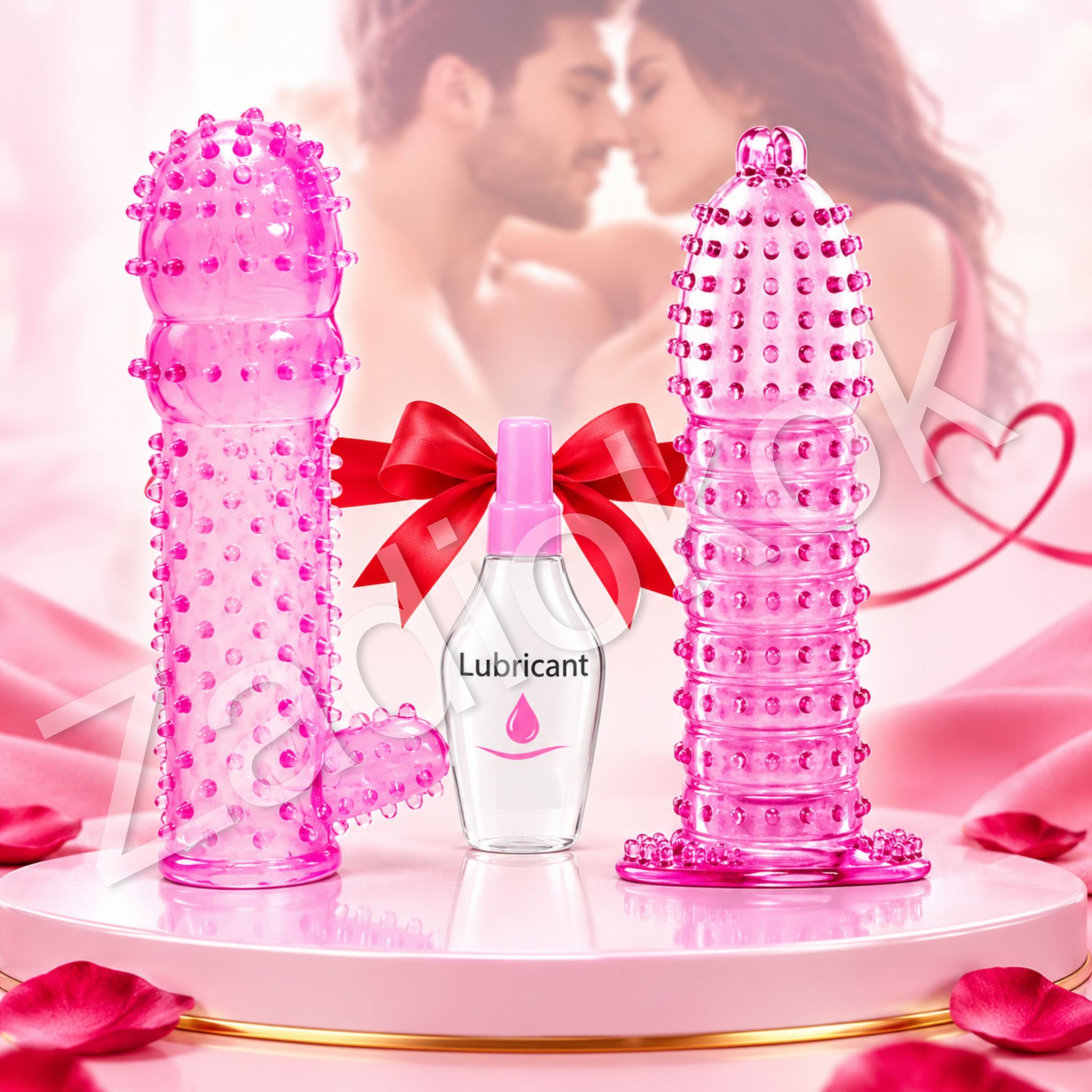 Zadiokok Ultra Dotted Crystal Condom with Reusable 5 Inch Silicone Sleeve – Couple Combo (Pack of 2)