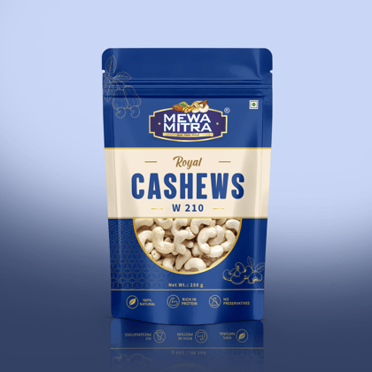 Mewa Mitra Prime Cashews W210 250g | Premium Jumbo Whole Kaju | Natural High Protein Dry Fruits