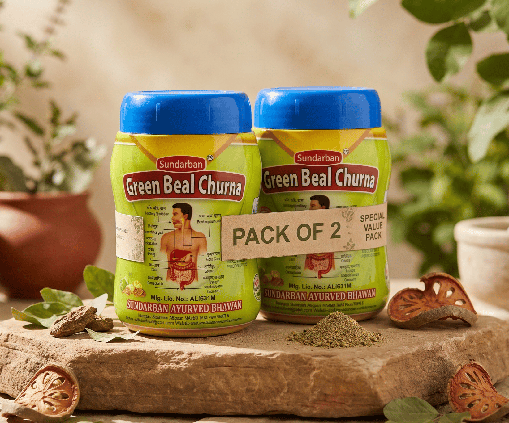 Green Bael Churna- For Digestion Health Pack of 2- 200g