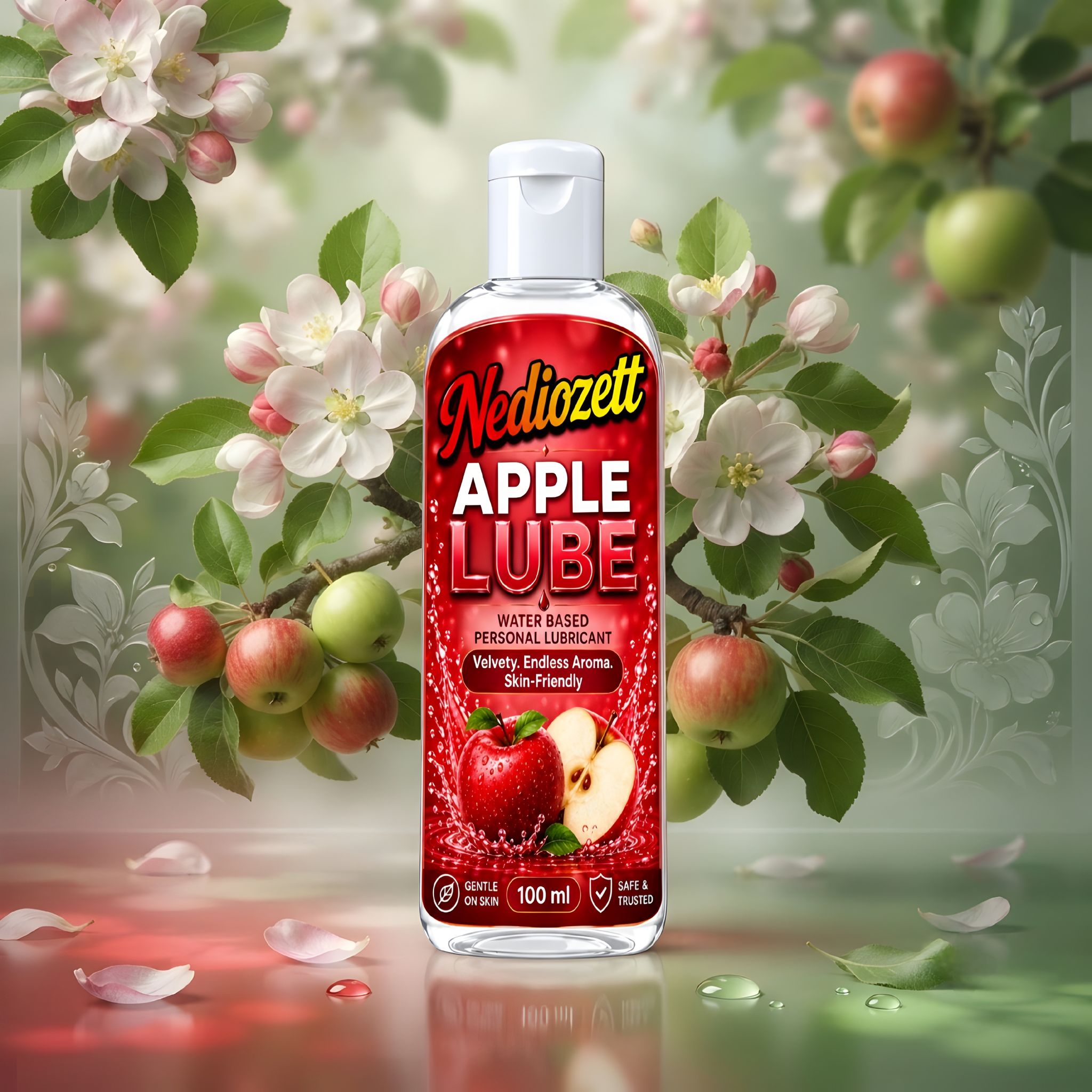 Nediozett Lube Apple Flavored Lubricant  Gel for Men & Women| 100ml| Water-Based Gel| Skin-Friendly| Safe to Use with Condoms (pack of 1 )