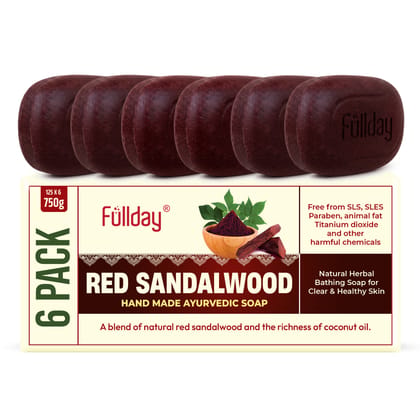 Fullday Red sandalwood soap pack of 6 (6X125G)