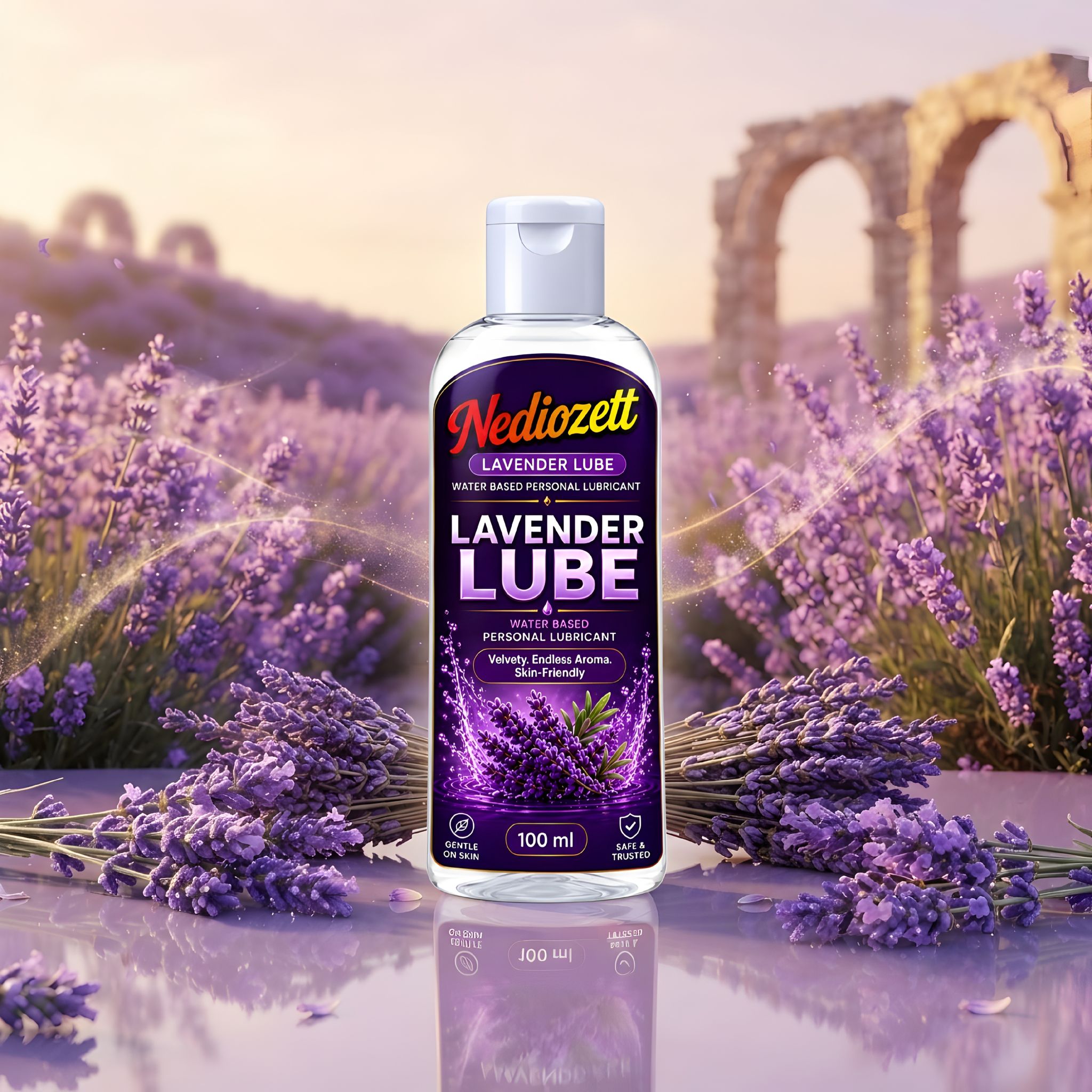 Nediozett Lube Lavender Flavored Lubricant  Gel for Men & Women| 100ml| Water-Based Gel| Skin-Friendly| Safe to Use with Condoms (pack of 1 )