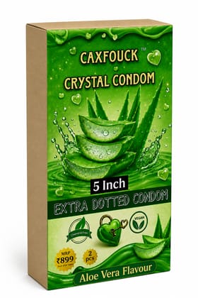 Caxfouck Crystal Condom Extra Dotted Aloe Vera Flavour 5 Inch Reusable Sleeve for Enhanced Pleasure (2 Pcs)