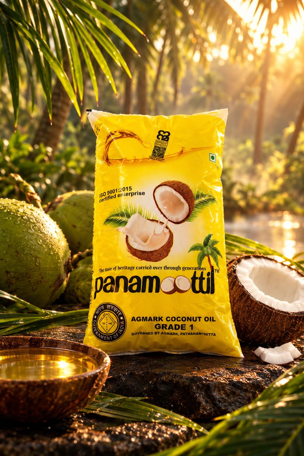 Panamoottil Roasted Coconut Oil 1 Litre Pouch