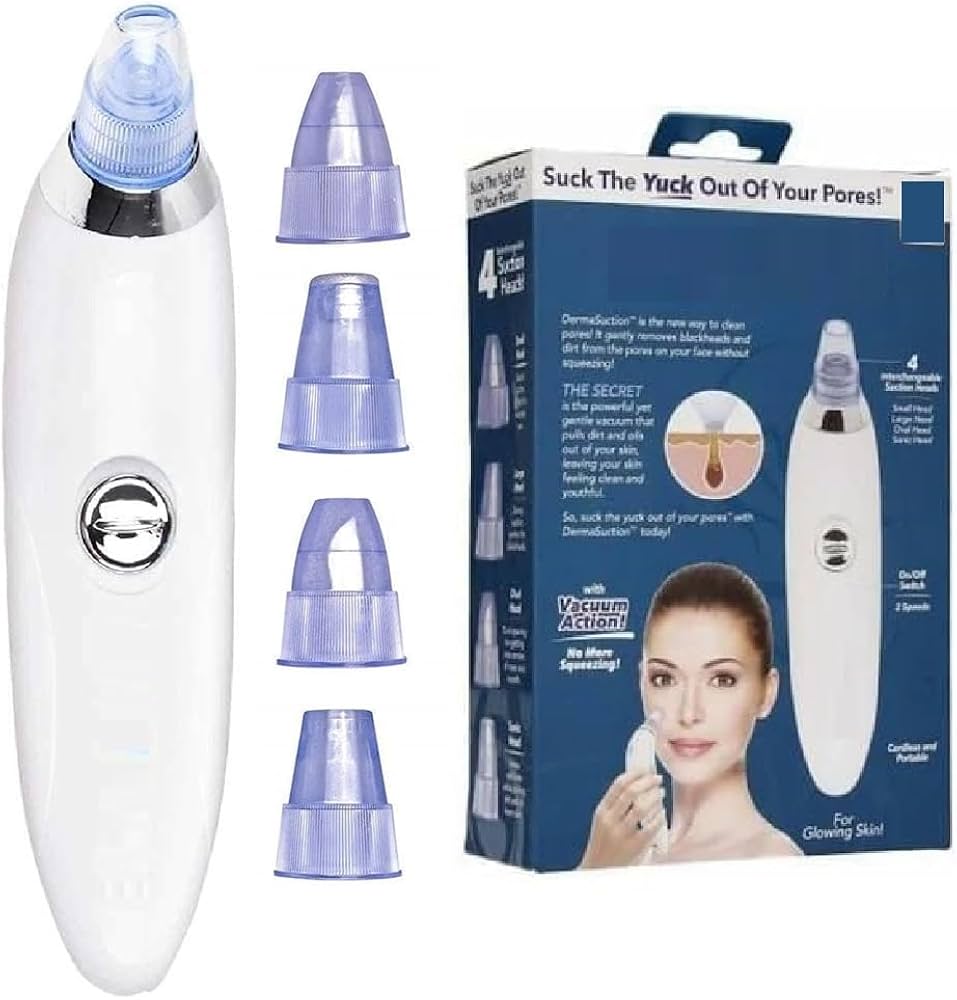 Electric Pore Cleaner Vacuum Blackhead Remover with 4 Suction Heads for Deep Pore Cleaning and Facial Skin Care