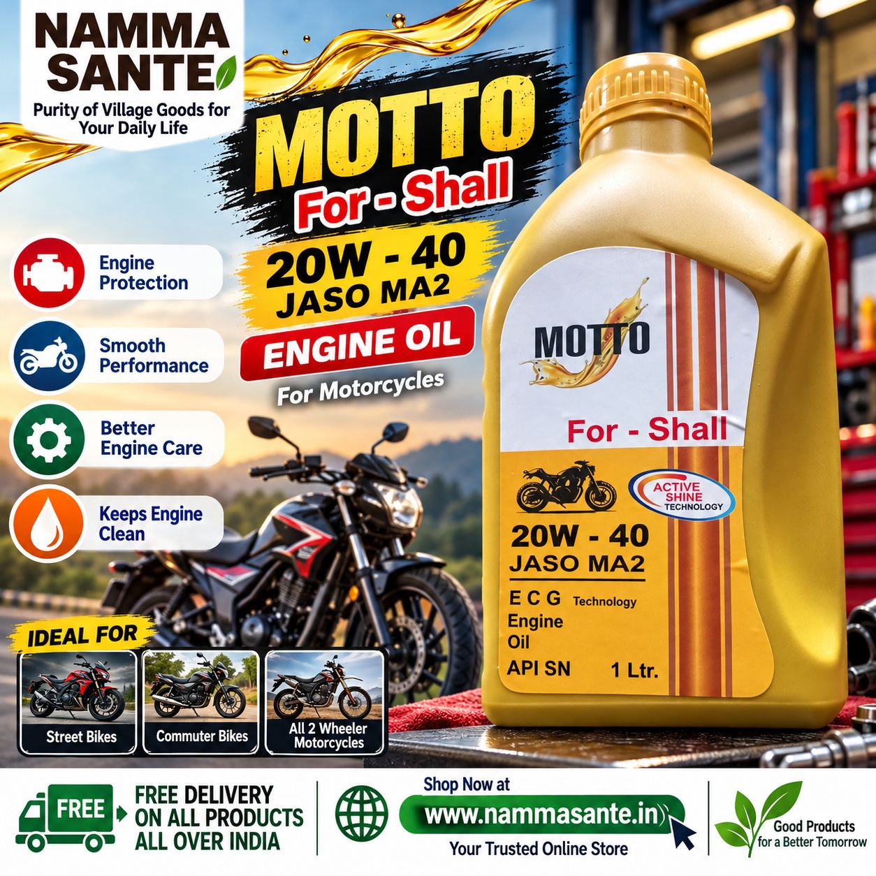 MOTTO For-Shali 4-Stroke Engine Oil 1 Ltr.